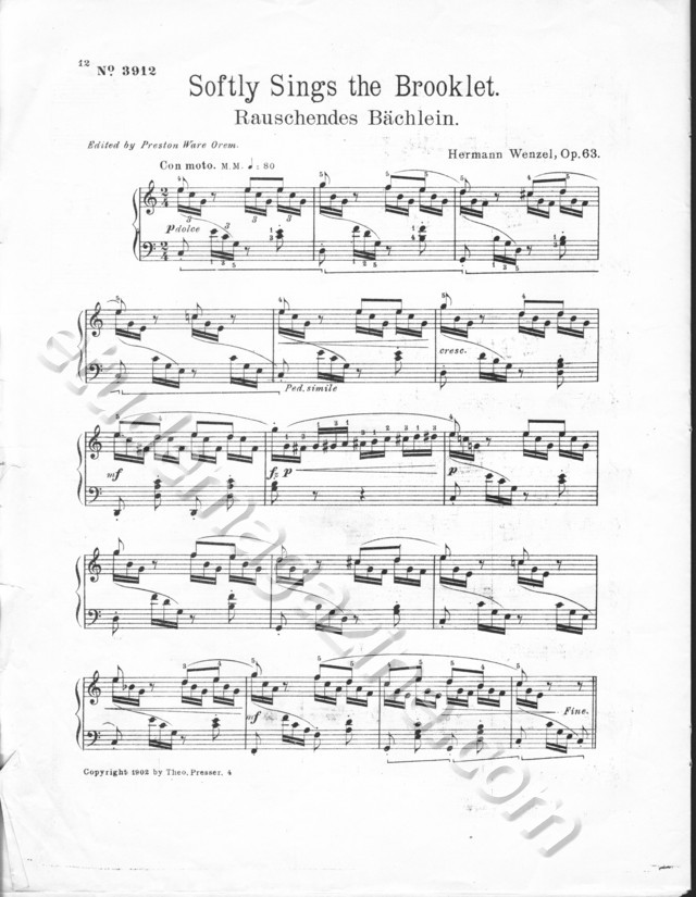 Softly Sings the Brooklet, by Hermann Wenzel, Op. 63.
