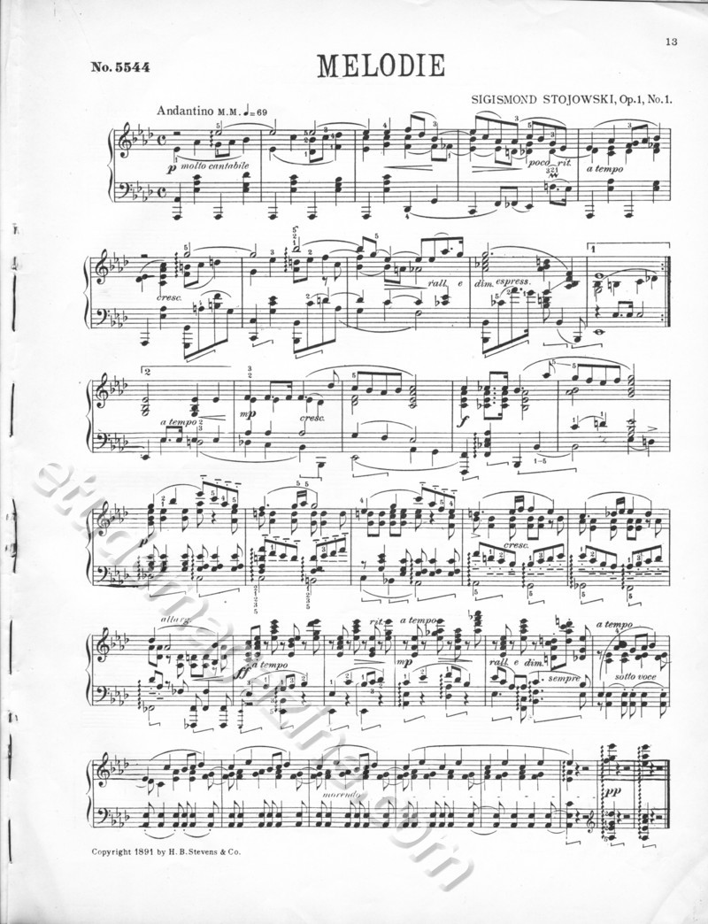 Melodie. Sigismund Stojowski, Op. 1, No. 1.