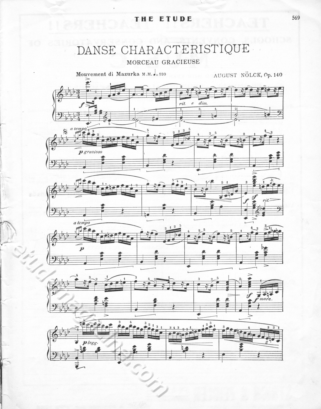 Danse Characteristique (Morceau Gracieuse). August Nölck, Op. 140.
