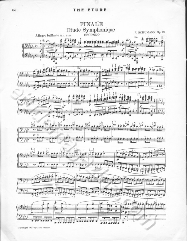Finale, Etude Symphonique. R. Schumann, Op. 13 (4-Hand Arrangement)