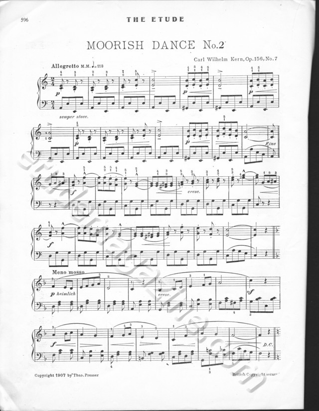 Moorish Dance No. 2. Carl Wilhelm Kern, Op. 156, No. 7.