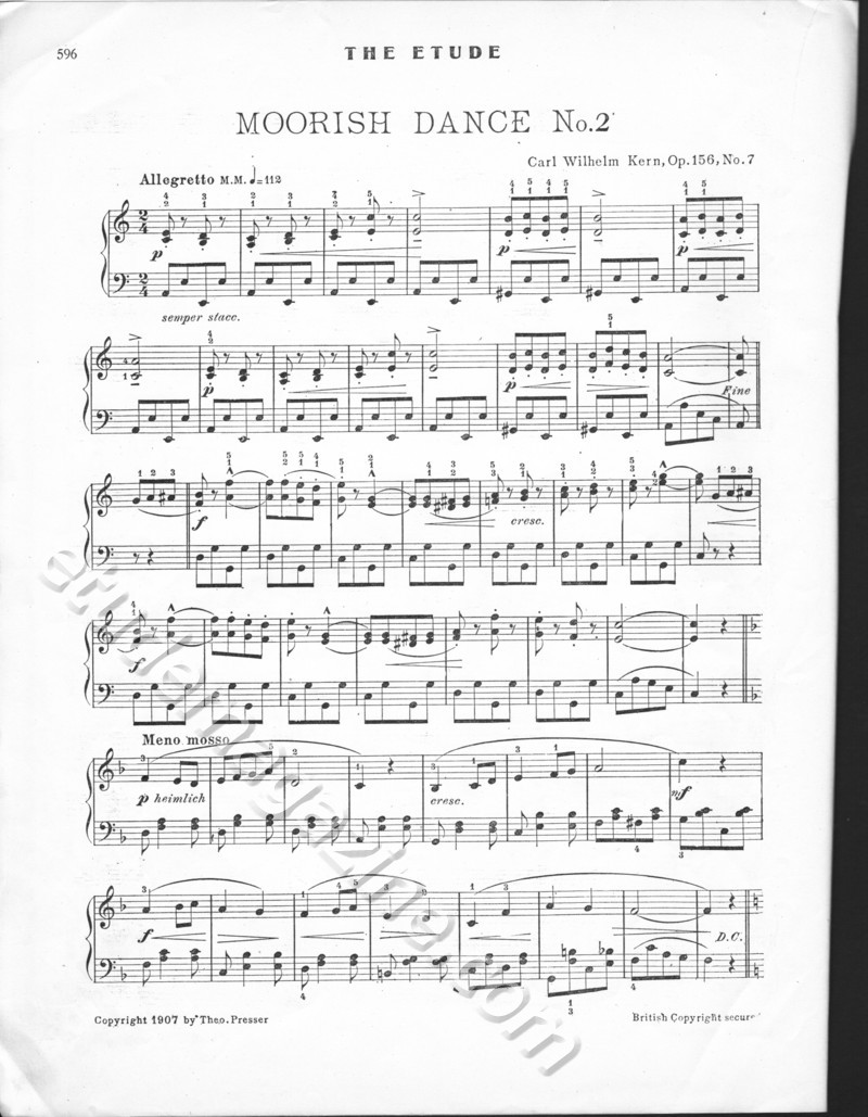 Moorish Dance No. 2. Carl Wilhelm Kern, Op. 156, No. 7.