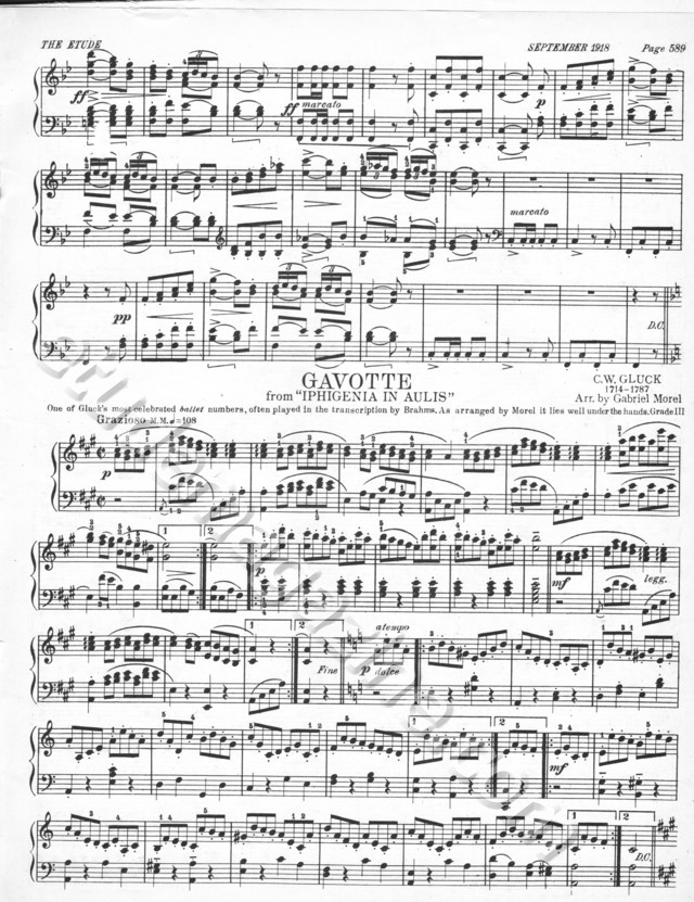 Gavotte, from "Iphigenia in Aulis". C.W. Gluck, Arr. by Gabriel Morel.