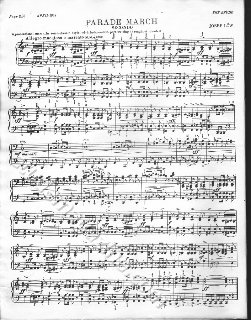 Parade March (Piano 4-Hand). Josef Löw.