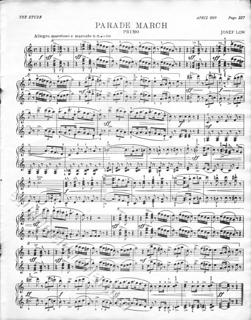 Parade March (Piano 4-Hand). Josef Löw.