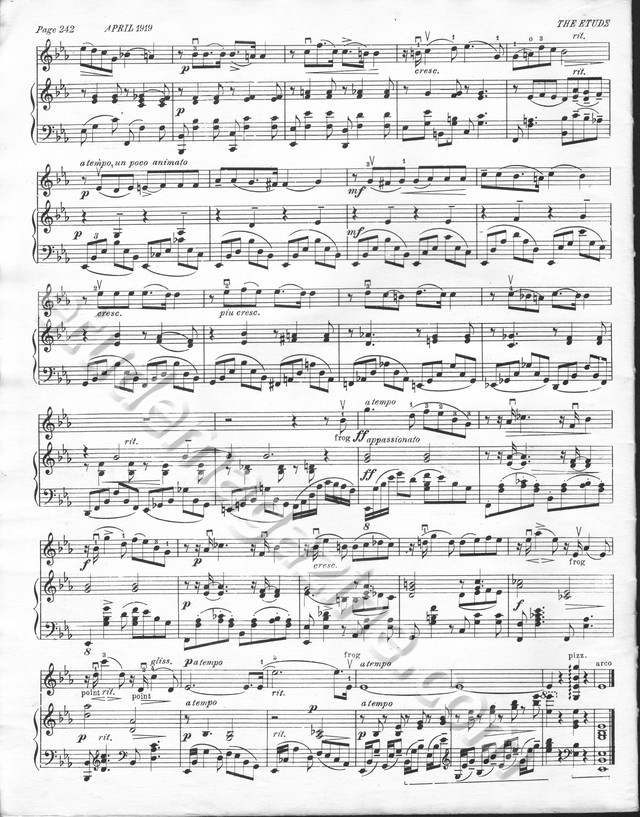 Romance in E Flat. Anton Rubinstein, Op. 44, No. 1. Arranged for violin and piano by Arthur Hartmann.
