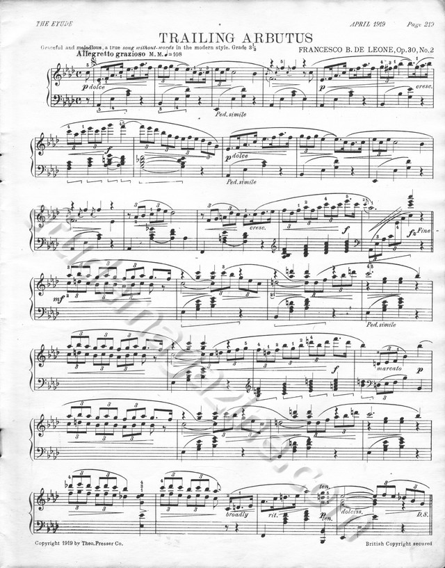 Trailing Arbutus. Francesco B. De Leone, Op. 30, No. 2.