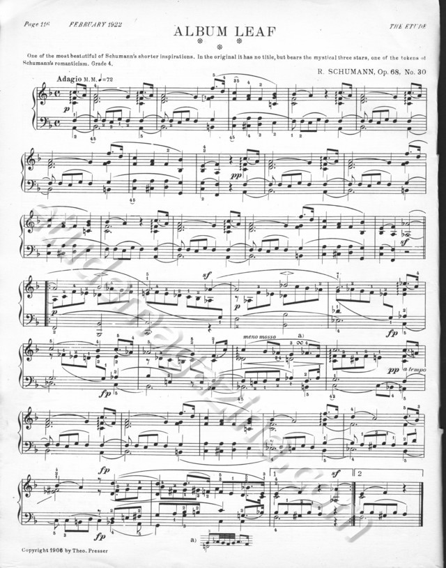 Album Leaf. Robert Schumann, Op. 68, No. 30