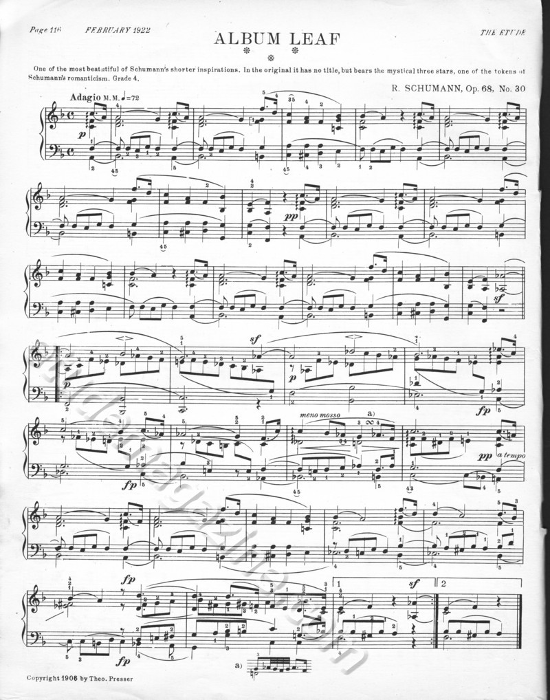 Album Leaf. Robert Schumann, Op. 68, No. 30
