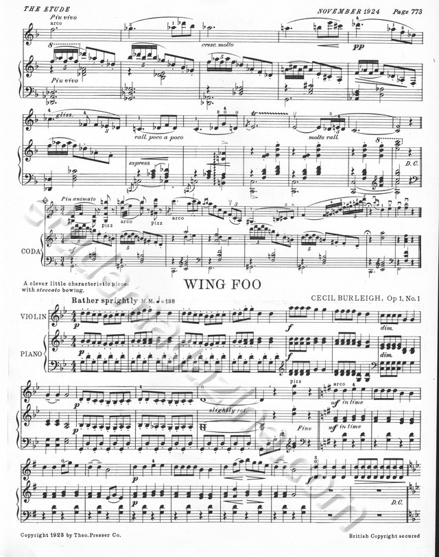 Wing Foo. Cecil Burleigh, Op. 1, No. 1