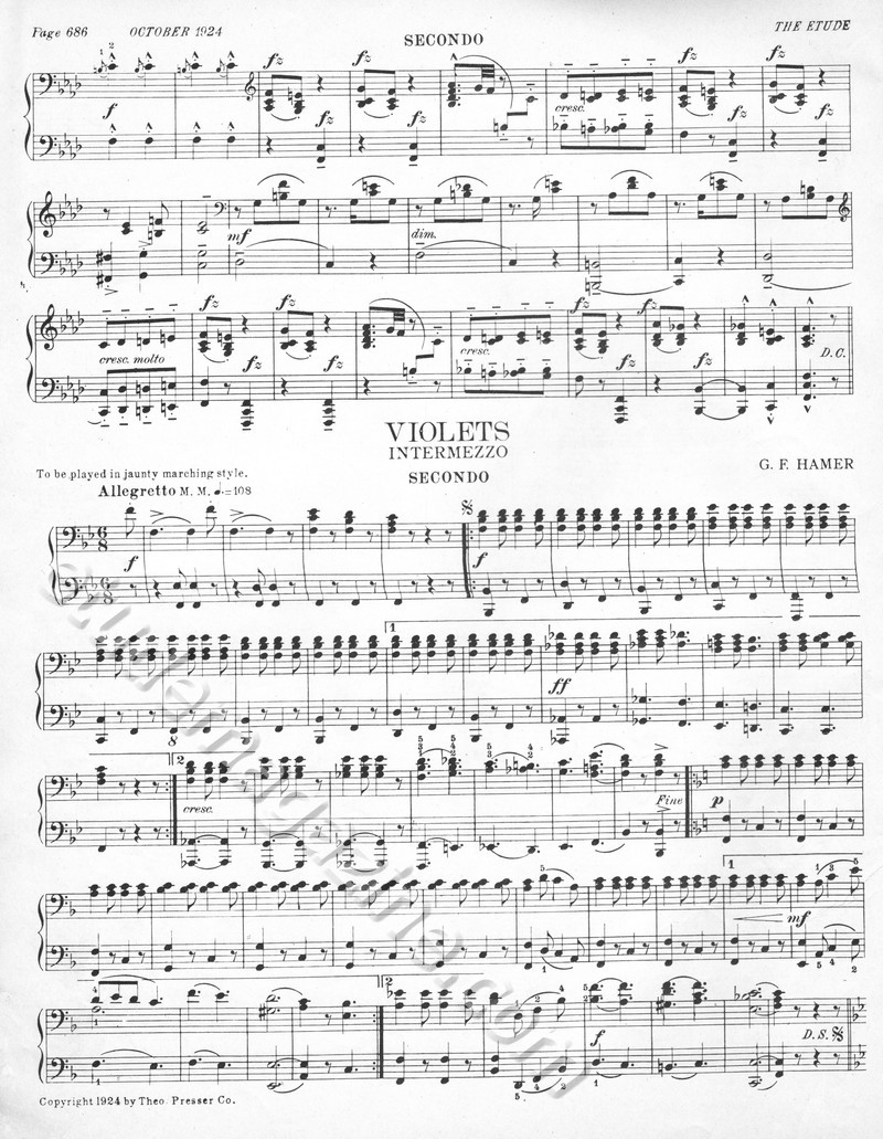 Violets (Piano 4-Hand). G. F. Hamer.