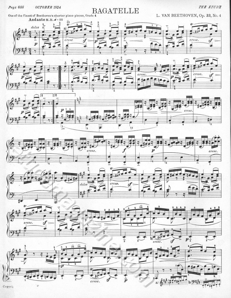 Bagatelle. L. van Beethoven. Op. 33, No. 4
