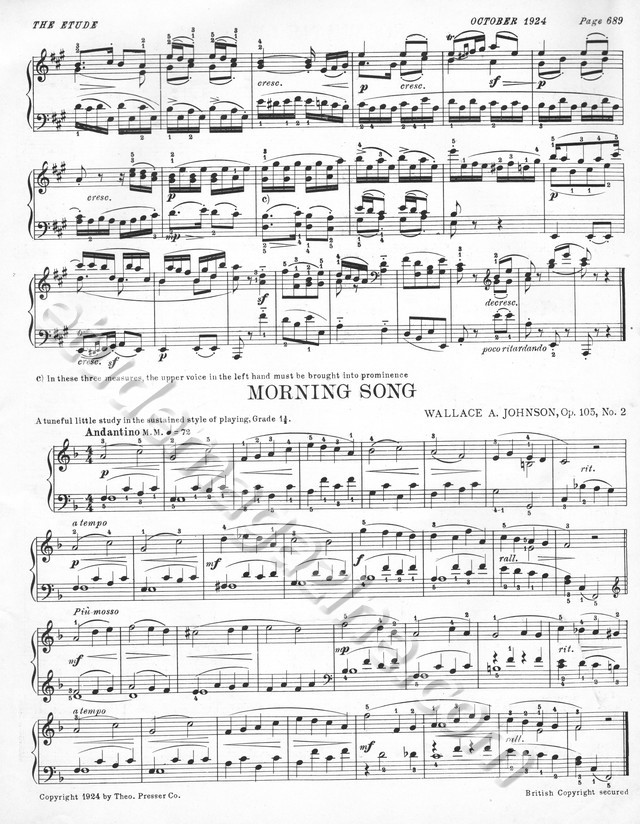 Morning Song. Wallace A. Johnson, Op. 105, No. 2