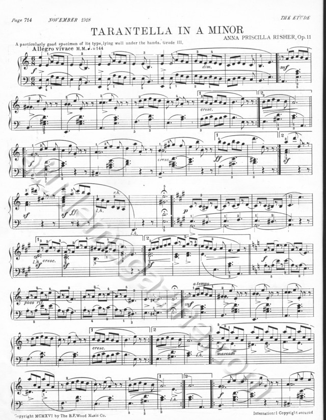 Tarantella in A Minor. Anna Priscilla Risher, Op. 11