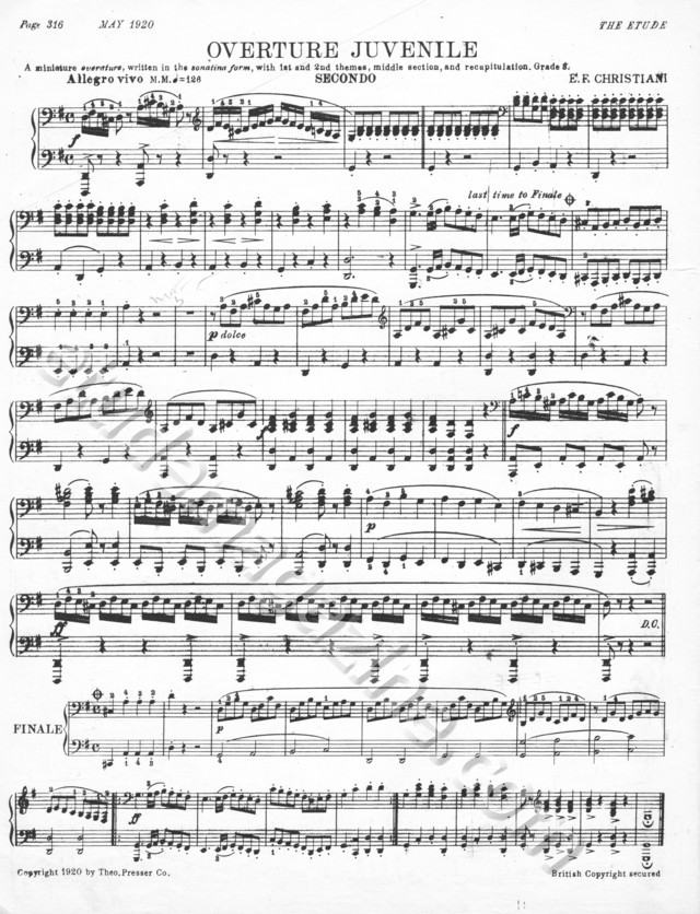Overture Juvenile (Piano 4-Hand). E. R. Chrisitani.