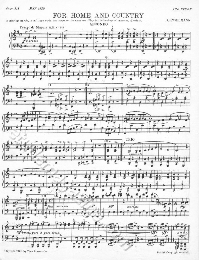 For Home and Country (Piano 4-Hand). Hans Engelmann.