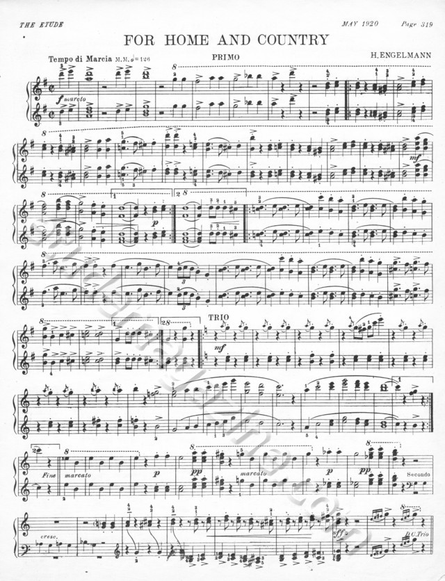 For Home and Country (Piano 4-Hand). Hans Engelmann.