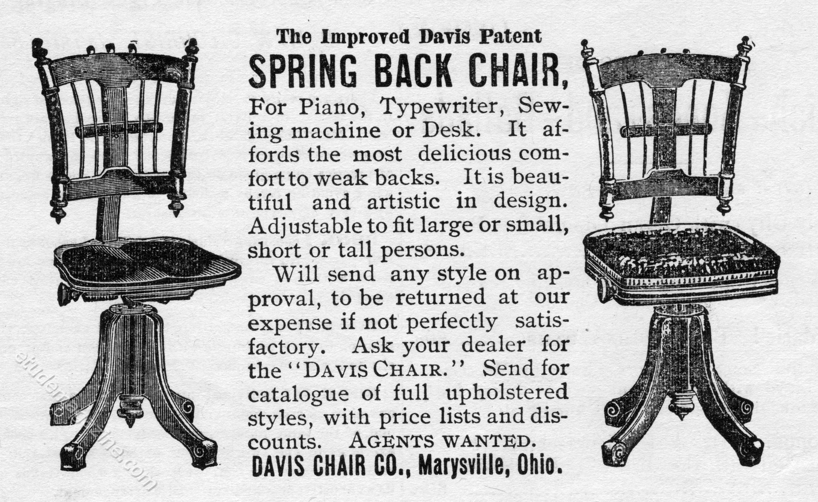 The Improved Davis Patent SPRING BACK CHAIR.